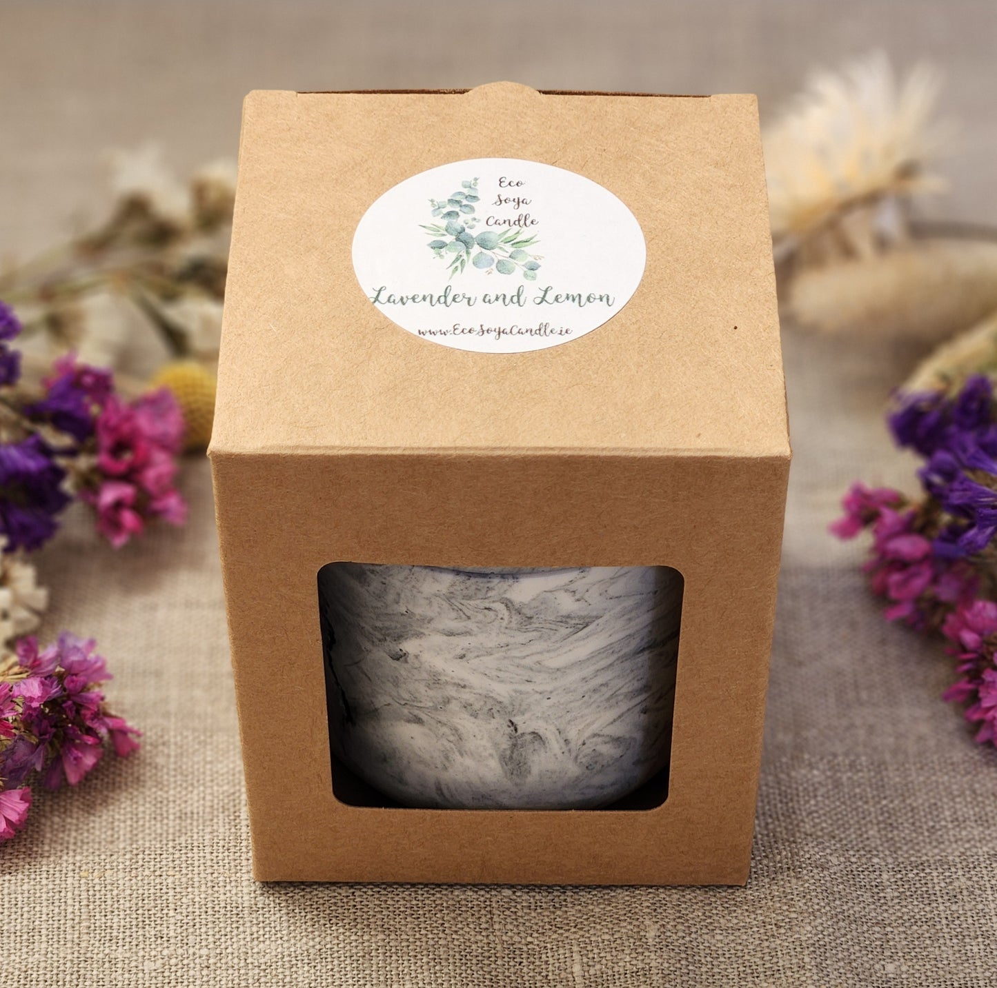 Jesmonite soy candle - marble