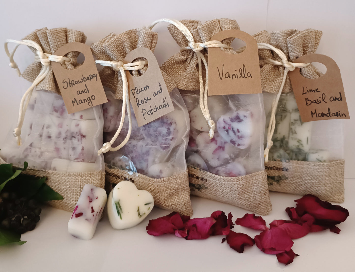 Red Petal Soy Wax Melt Jute bag